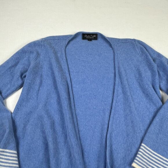 Claudia Nichole Cashmere Open Cardigan Striped Hem Luxe Soft Cozy Knit Sweater S - Picture 3 of 12